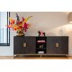 Dressoir Blackbone brass 4-deuren + open vak (Black rustic)