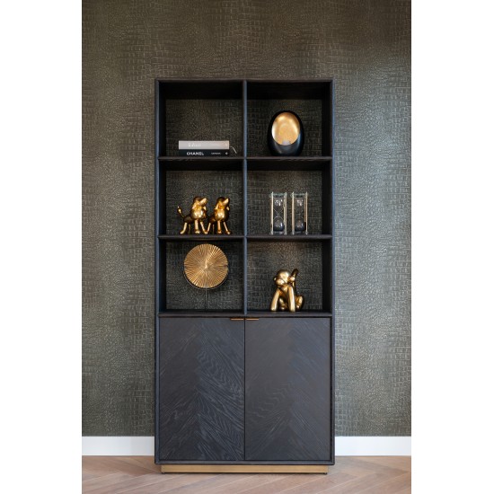 Boekenkast Blackbone brass 2-deuren (Black rustic)