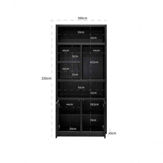 Boekenkast Oakura 2-deuren (Black)