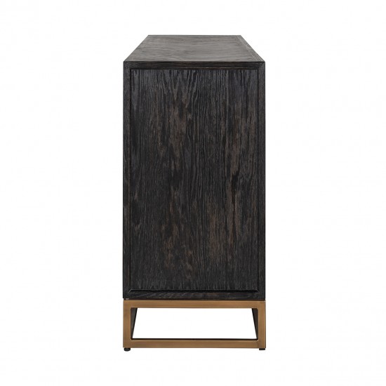 Dressoir Blackbone brass 4-deuren + open vak (Black rustic)