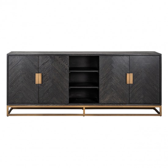 Dressoir Blackbone brass 4-deuren + open vak (Black rustic)