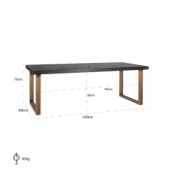 Eettafel Blackbone brass 220 (Black rustic)