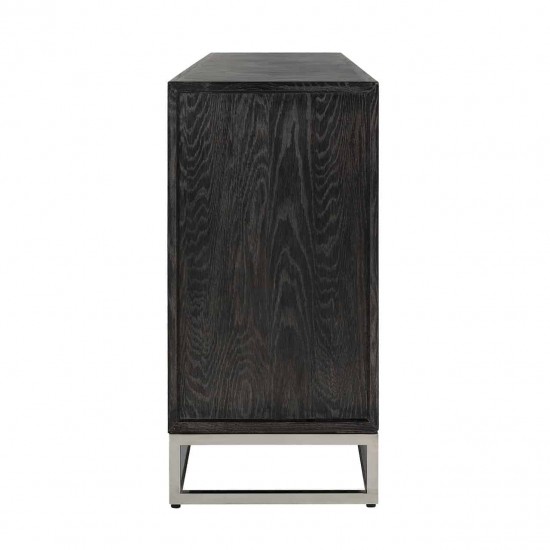 Dressoir Blackbone silver 4-deuren + open vak (Black rustic)