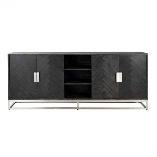 Dressoir Blackbone silver 4-deuren + open vak (Black rustic)