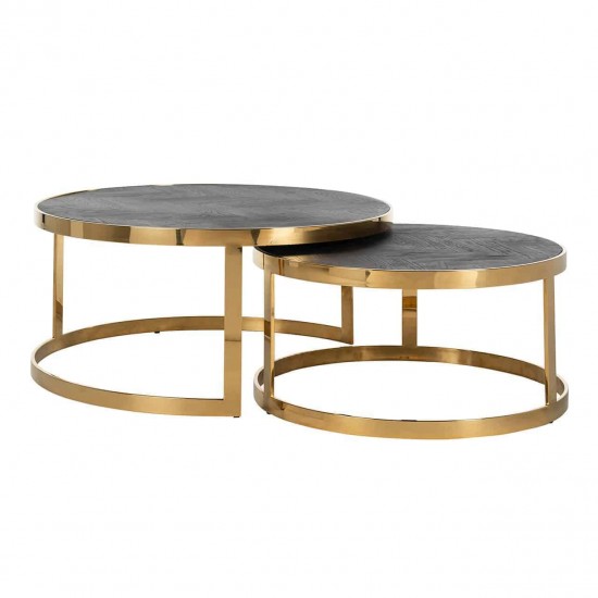 Salontafel Blackbone gold set van 2  (Black rustic)