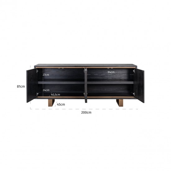 Dressoir Hunter 4-deuren (Black rustic)