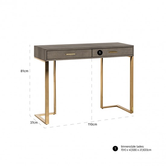 Wandtafel Marie-Lou 2-laden (Gold)