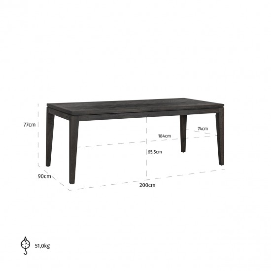 Eettafel Blackbone 200 (Black rustic)