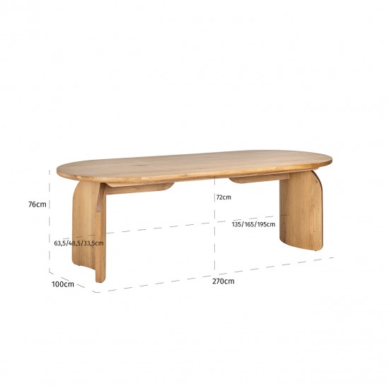 Eettafel Fairmont natural 270 (Natural)