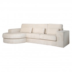 Bank Felix lounge links rond + 2,5 zitter white chenille (Bergen 900 white chenille)