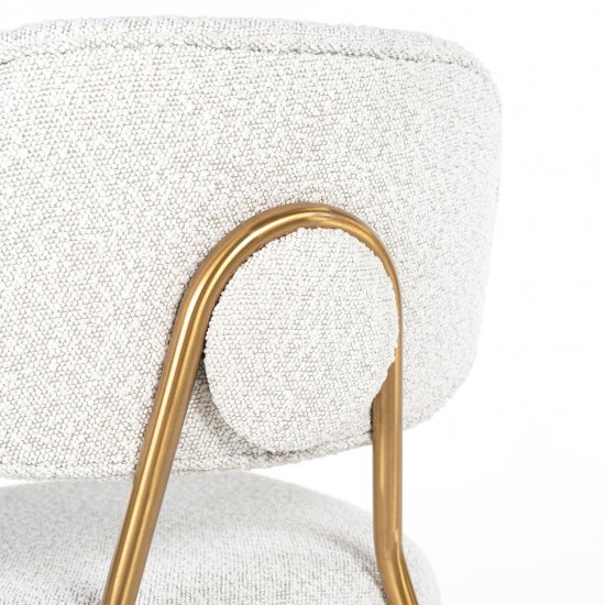 Barstoel Xenia white bouclé / brushed gold (Copenhagen 900 Bouclé White)