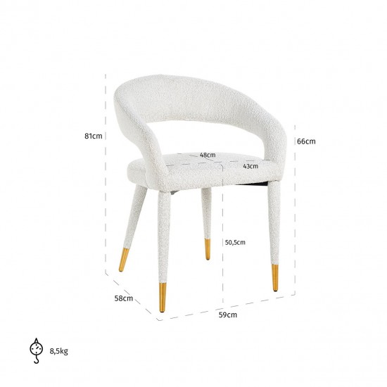 Stoel Gia white bouclé fire retardant (FR-Copenhagen 900 Bouclé White)