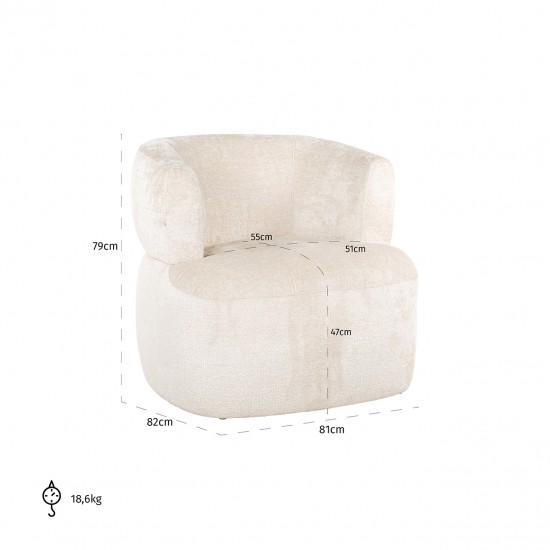 Fauteuil Donna white chenille (Bergen 900 white chenille)