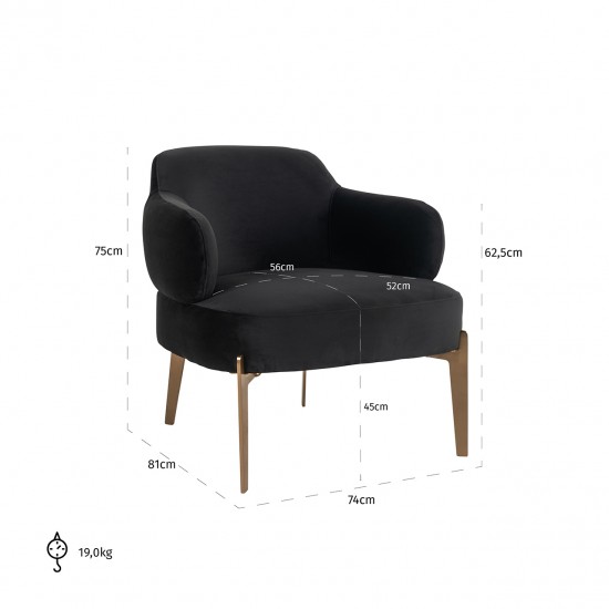 Fauteuil Venus antraciet velvet fire retardant (FR-Quartz 801 Antraciet)