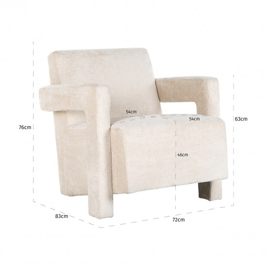 Fauteuil Devanto white chenille (Bergen 900 white chenille)