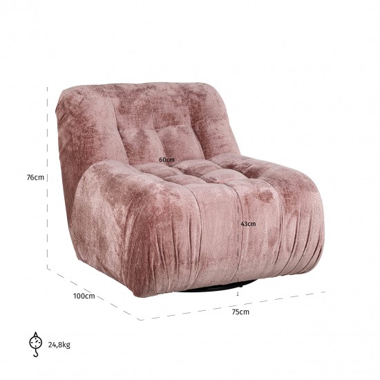 Draaifauteuil Rosy rose chenille (Bergen 705 rose chenille)