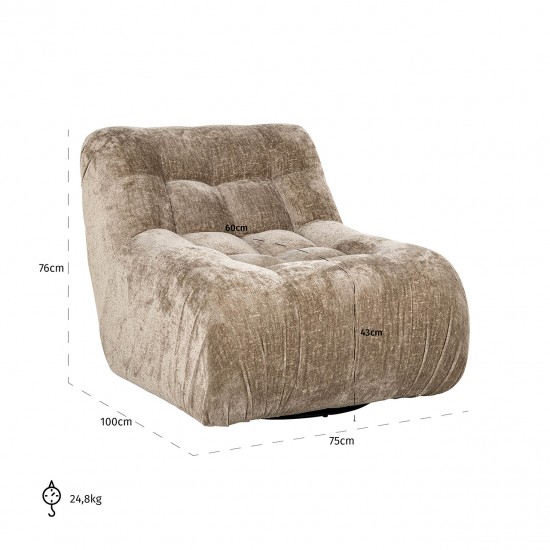 Draaifauteuil Rosy taupe chenille (Bergen 104 taupe chenille)