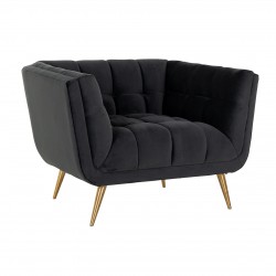 Fauteuil Huxley Antraciet velvet / Brushed gold (Quartz Antraciet 801)