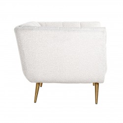 Fauteuil Huxley White Bouclé / Brushed gold (Copenhagen 900 Bouclé White)