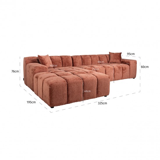 Sofa Cube 3-zits + lounge links (Fusion 92 Blush)