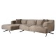 Bank Donovan 3-zits + lounge links (Bergen 104 taupe chenille)