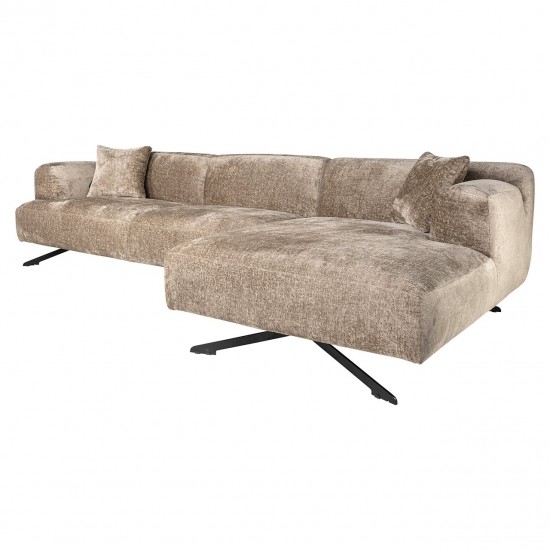 Bank Donovan 3-zits + lounge rechts (Bergen 104 taupe chenille)