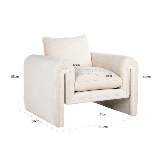 Fauteuil Sandro white chenille (Bergen 900 white chenille)